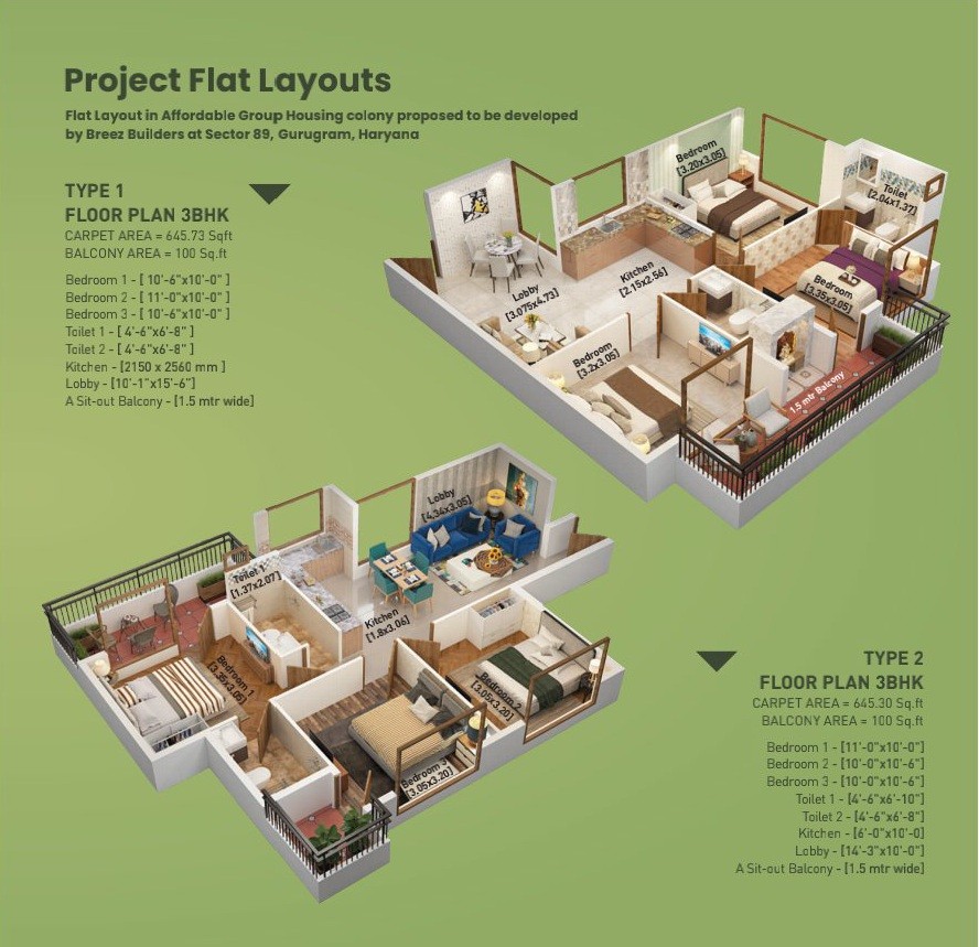 floor plan for Breez Global Heights 89 sector 89 Gurgaon. it Is A new Affordable Housing Property.