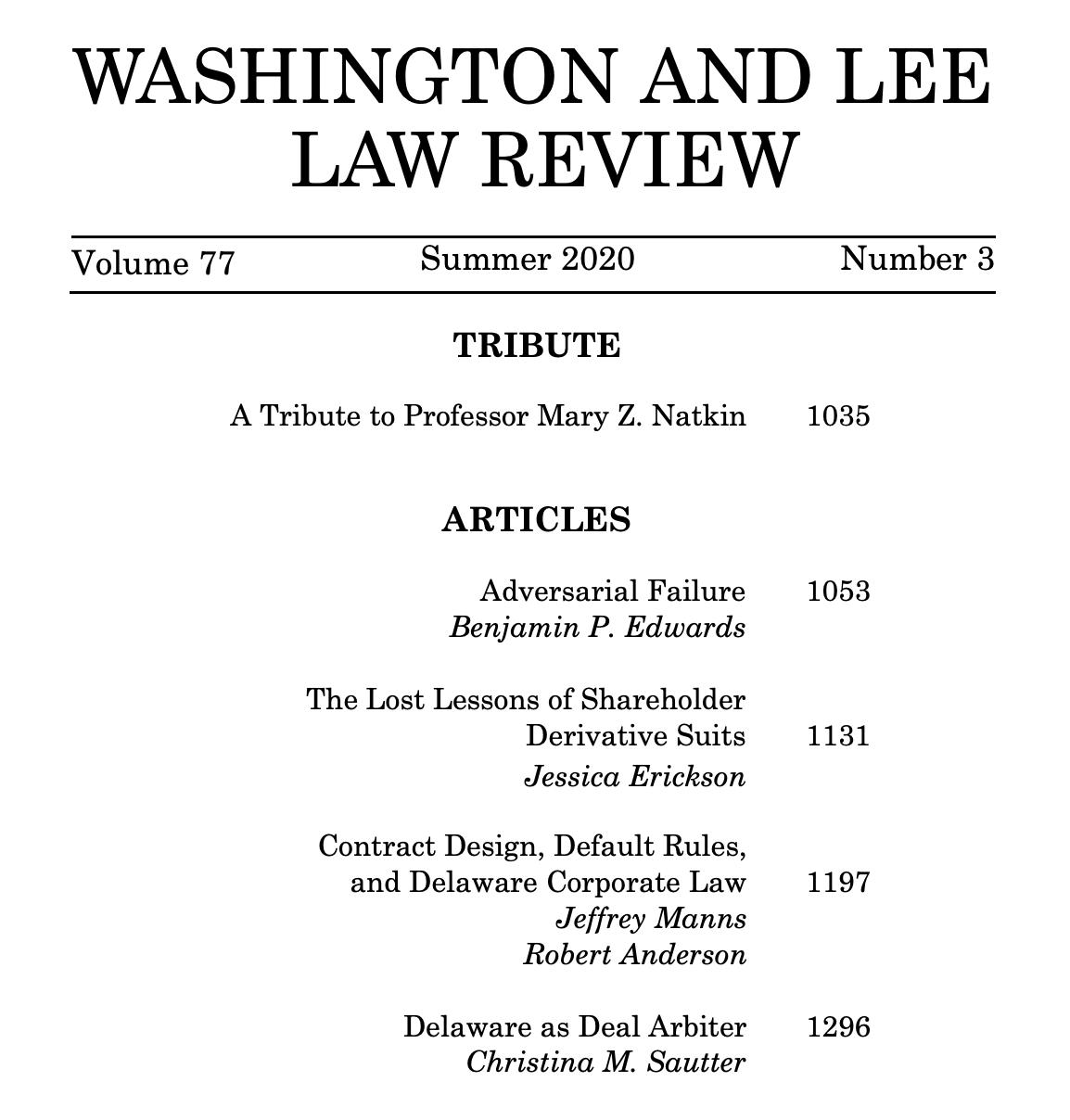 Washington and Lee Law Review on LinkedIn: Issue 3 of Volume 77 is now ...
