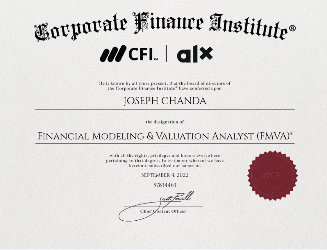 JOSEPH CHANDA, FMVA® on LinkedIn: #corporatefinance #finance #cfi