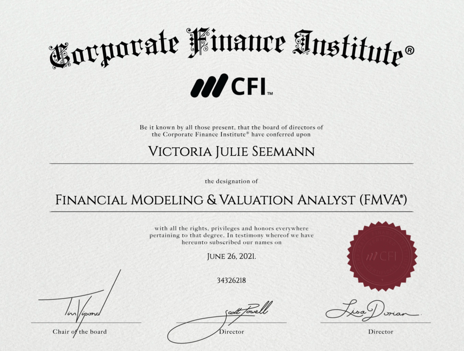 Certified Financial Modeling & Valuation Analyst (FMVA®)