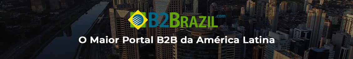 Imagem mostrando a cidade de São Paulo ao fundo, e em primeiro plano o logo do B2Brazil e "O Maior Portal B2B da América Latina"