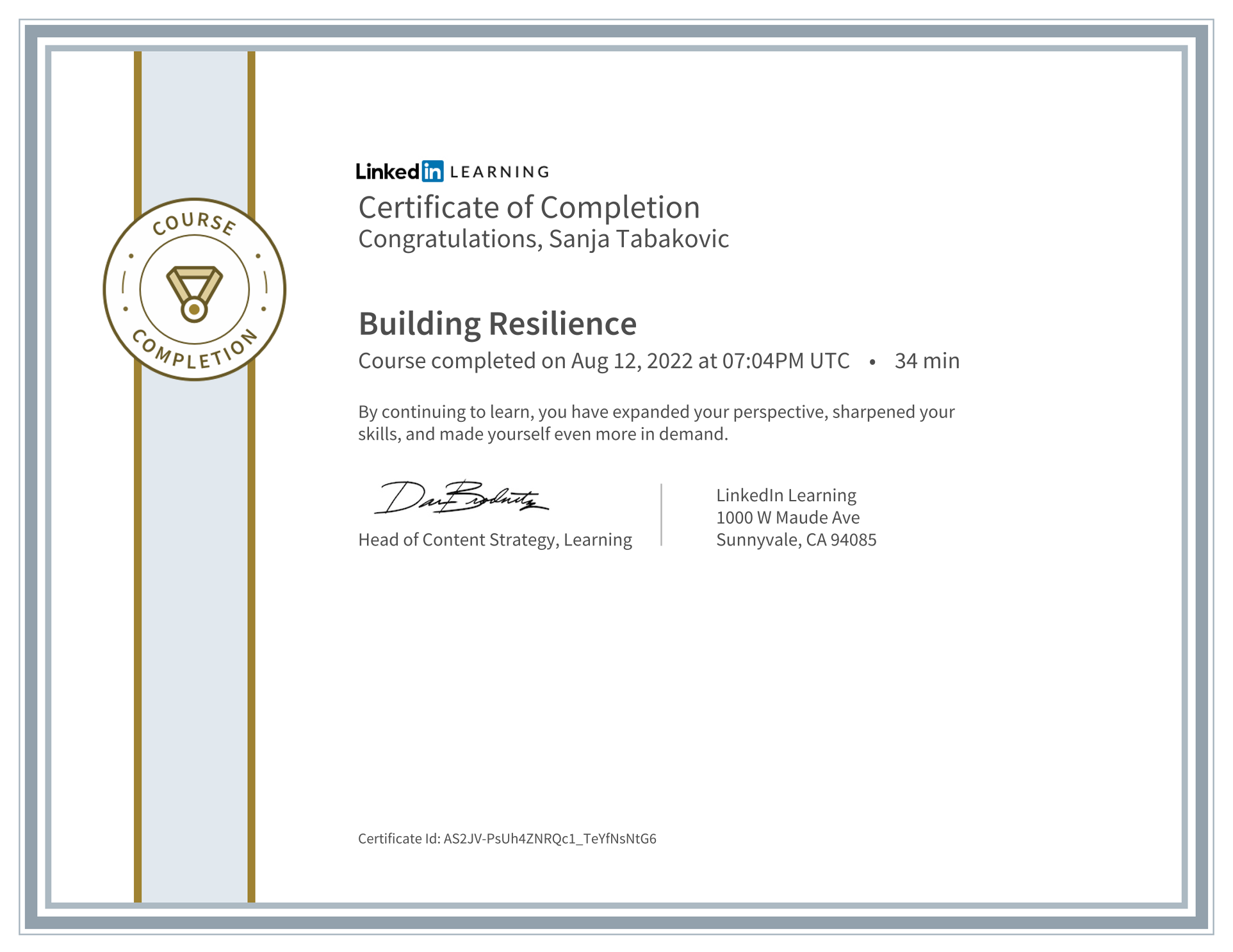 Sanja Tabakovic on LinkedIn: Certificate of Completion Sanja Tabakovic on LinkedIn: Certificate of Completion