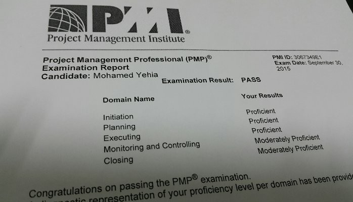 Result pmp PMP exam