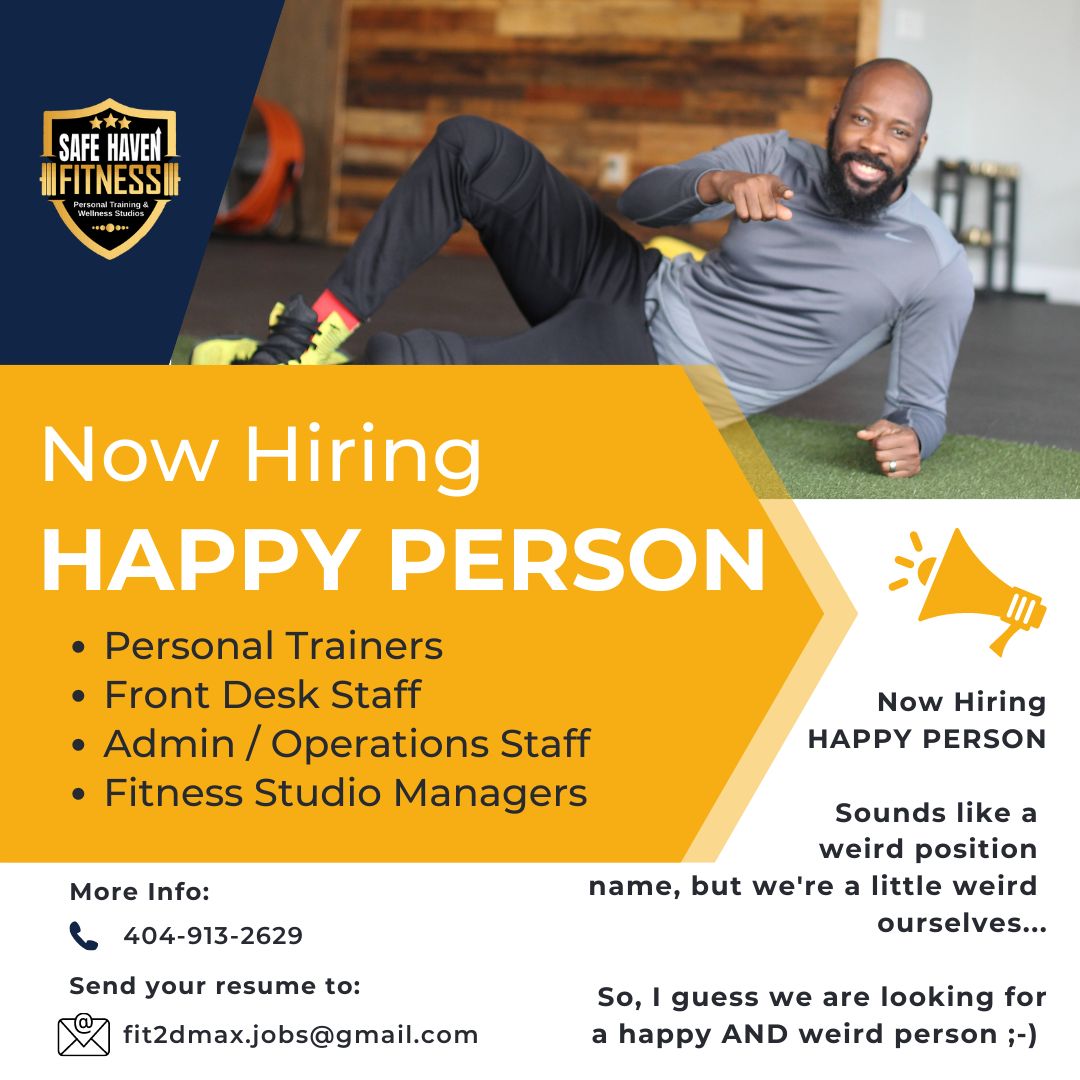Fit2DMax on LinkedIn: We are hiring a HAPPY PERSON! We are looking for ...