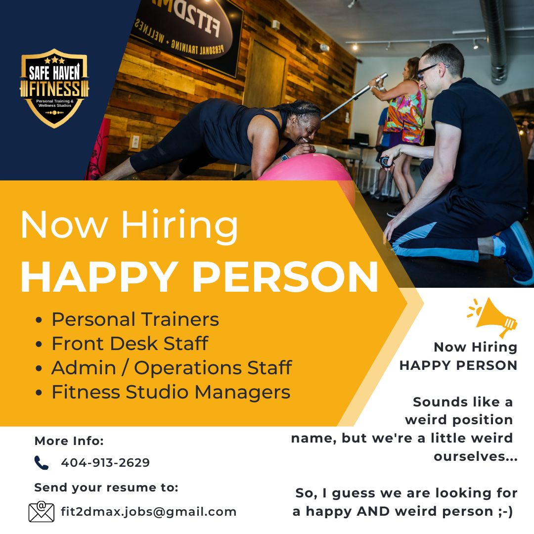 Fit2DMax on LinkedIn: We are hiring a HAPPY PERSON! We are looking for ...