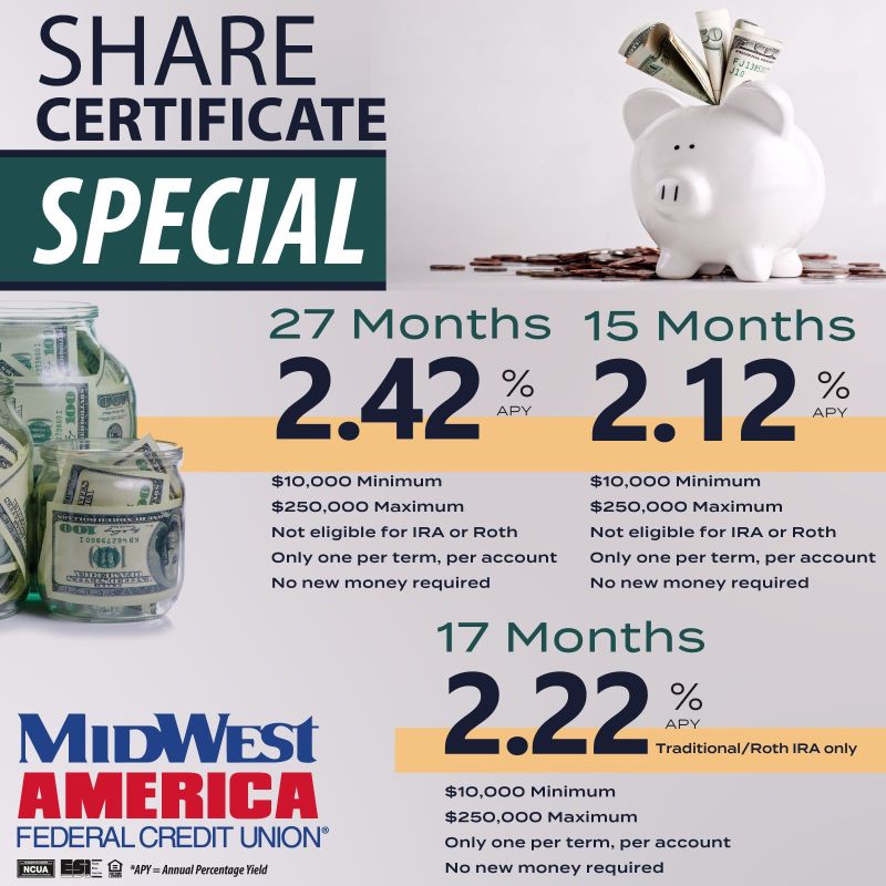 MidWest America Federal Credit Union on LinkedIn: #sharecertspecial # MidWest America Federal Credit Union on LinkedIn: #sharecertspecial #
